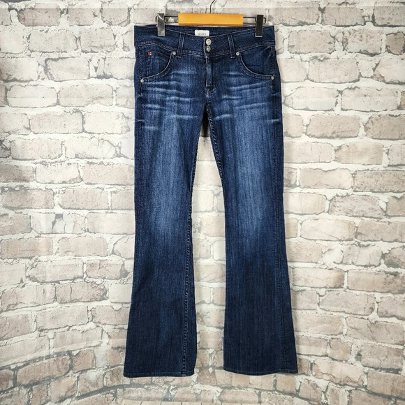 Hudson Boot Cut Dark Wash Jeans Back Flap Pocket Size 28 Made in USA - Picture 16 of 16